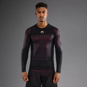 Venum G-Fit Air Rashguard a maniche Lunghe - Nero Profondo/Rosso Fuoco