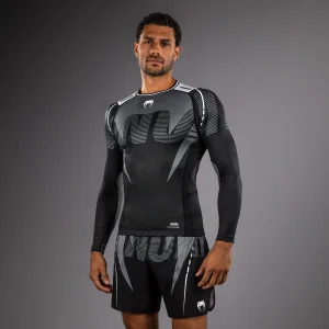 Venum Adrenaline Rashguard a manica lunga – Nero/Grigio Argento