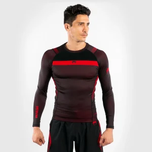 T-shirt a compressione Venum No Gi 3.0 - Maniche lunghe - Nero/Rosso