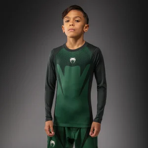 Venum Attack Rashguard a manica lunga per bambini - Verde foresta/ Bianco sporco