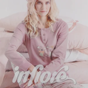 Pigiama lungo da donna in cotone interlock Infiore 652989