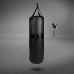 Venum Origins Sacco da boxe - Nero/Nero (montaggio a soffitto incluso)
