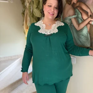 Pigiama Donna Manica Lunga Elisabetta Scollo a V