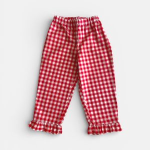 Pantaloni volant vichy rosso
