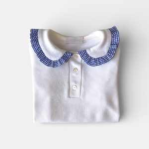 Polo Vichy blu bimba