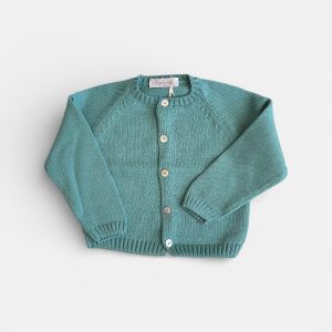 Cardigan in cotone verde tiffany