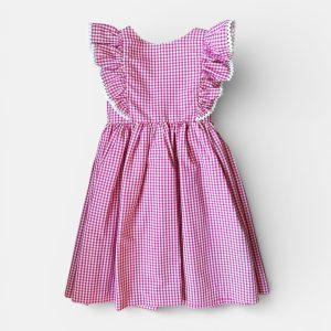 Abito aletta vichy fucsia