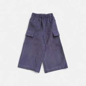 Pantaloni palazzo cargo velluto blu jeans