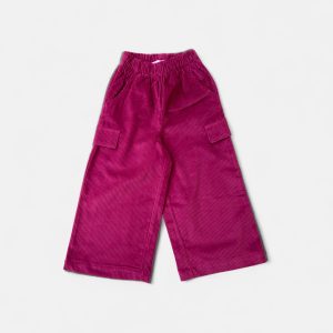 Pantaloni palazzo cargo velluto ciclamino