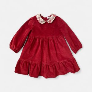 Abito in velluto a balze colletto fiorato