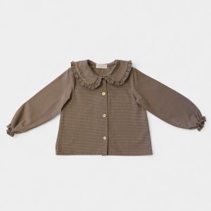 Camicia bimba vichy verde marrone