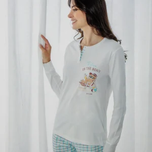 Pigiama lungo da donna in cotone Il Granchio GP5118