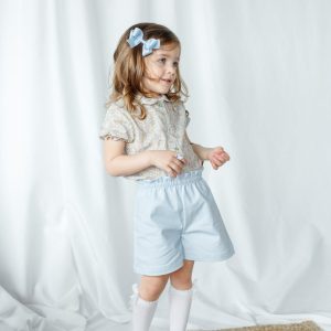 Bermuda bimba drill azzurro