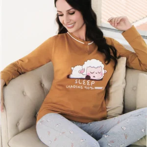 Pigiama da donna in cotone a manica lunga Oronero OD556