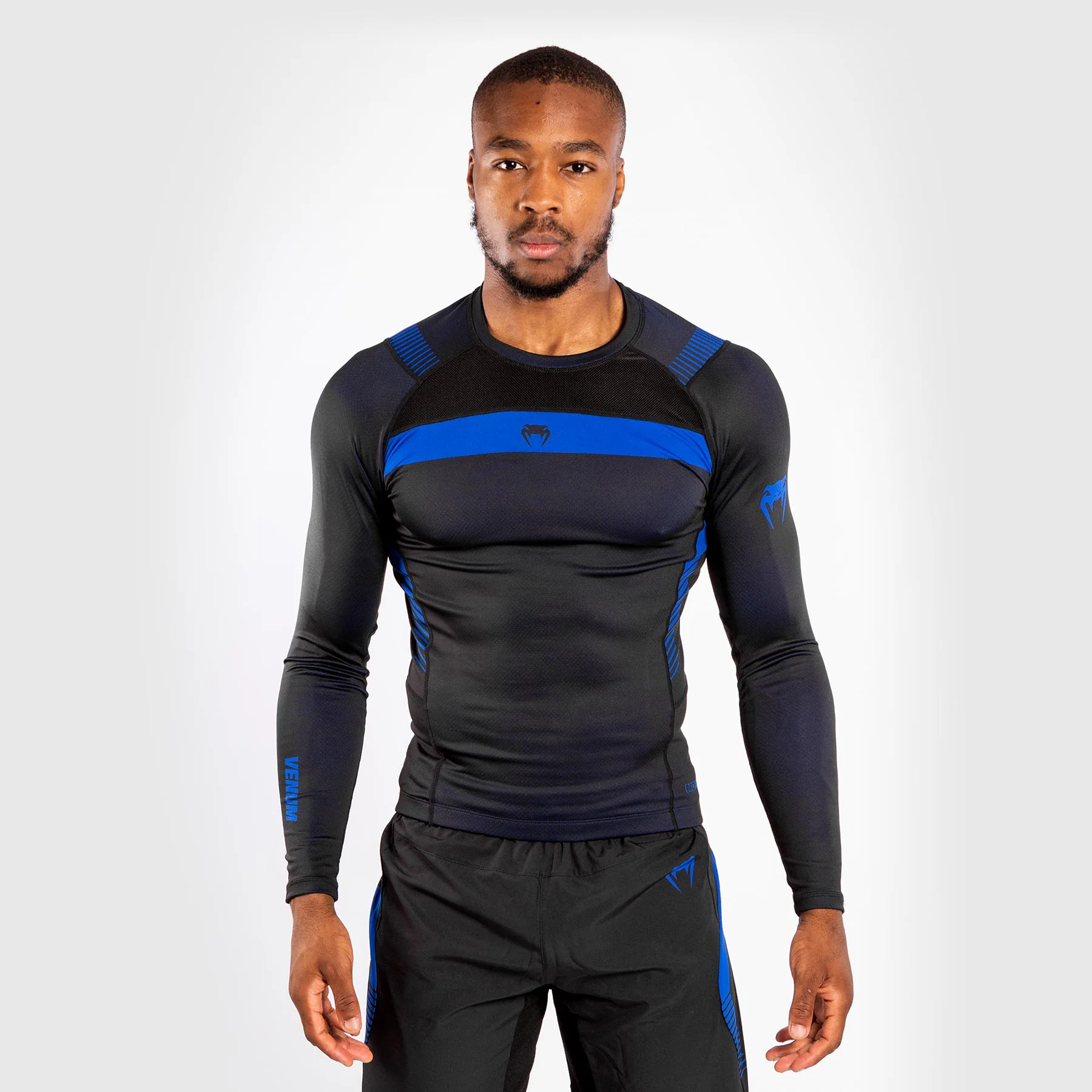 T-shirt a compressione Venum No Gi 3.0 - Maniche lunghe - Nero/Blu - immagine 2
