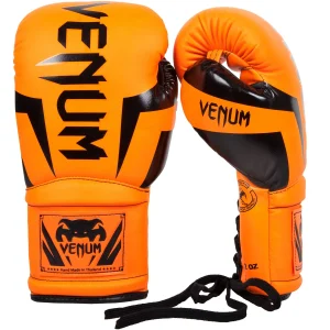 Guanti da boxe Venum Elite con lacci - Neo Orange