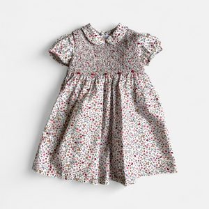 Vestito con fantasia autunnale e punto smock