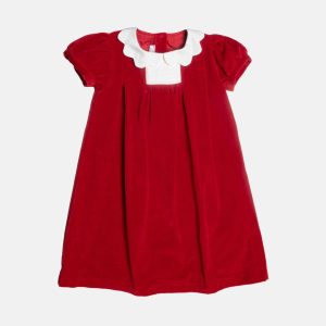 Abito velluto liscio rosso