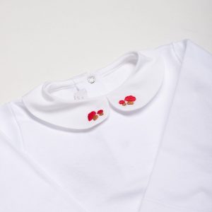 Body con colletto ricamato funghetti