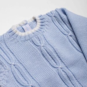 Completo bebè in maglia a trecce (azzurro e rosa)